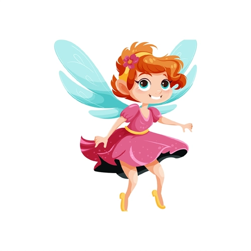 Pink Fairy with Blue Wings Transparent Sticker